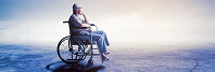 Sad Senior Man Sitting Wheelchair